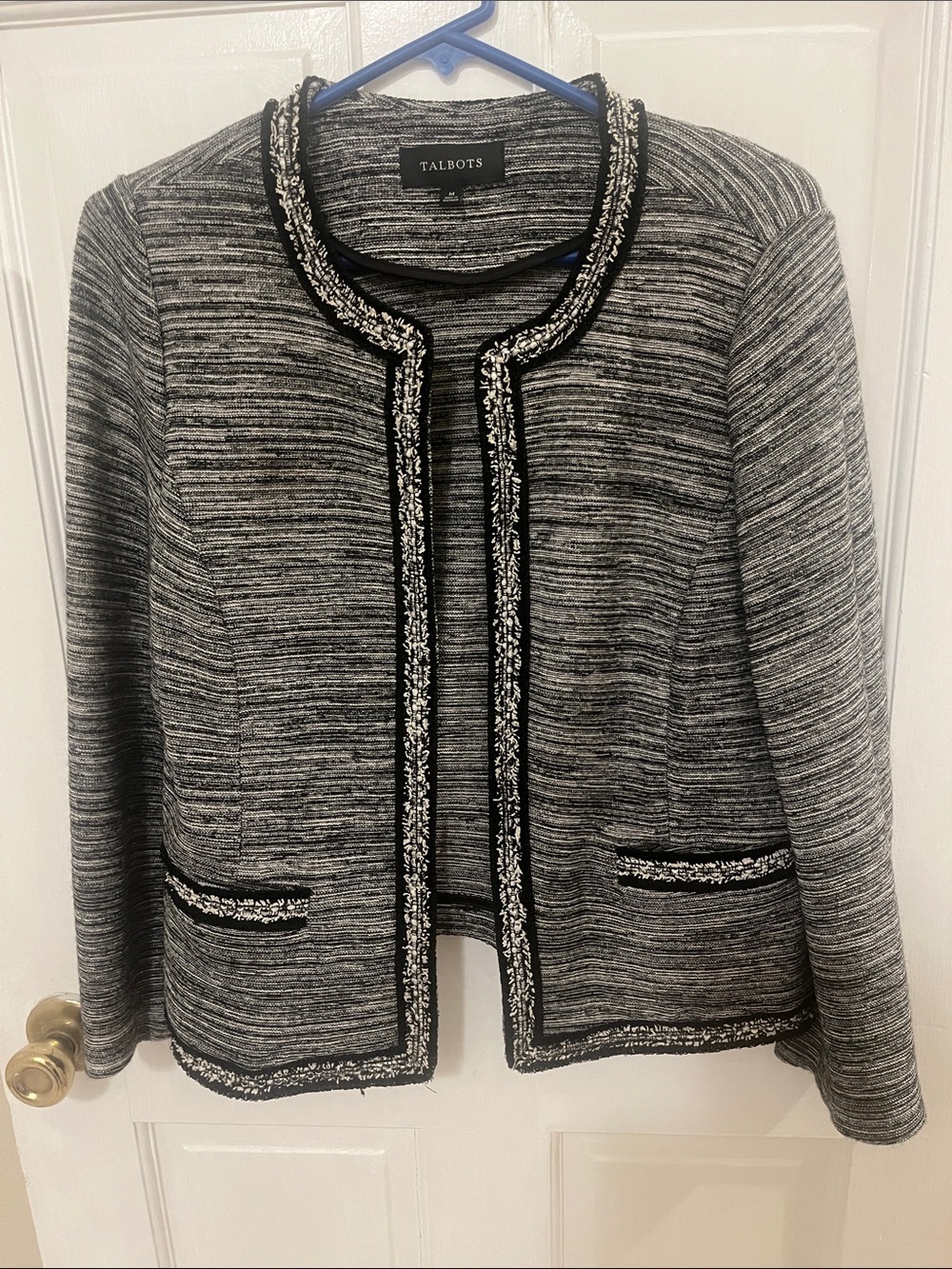 Talbots Black and Gray Open-Front Jacket
